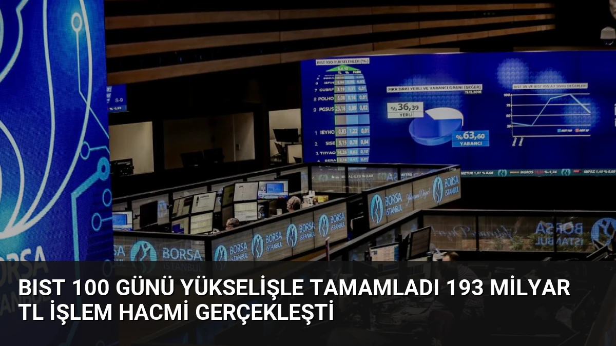 BIST 100 Günü Yükselişle Tamamladı 193 Milyar TL İşlem Hacmi Gerçekleşti